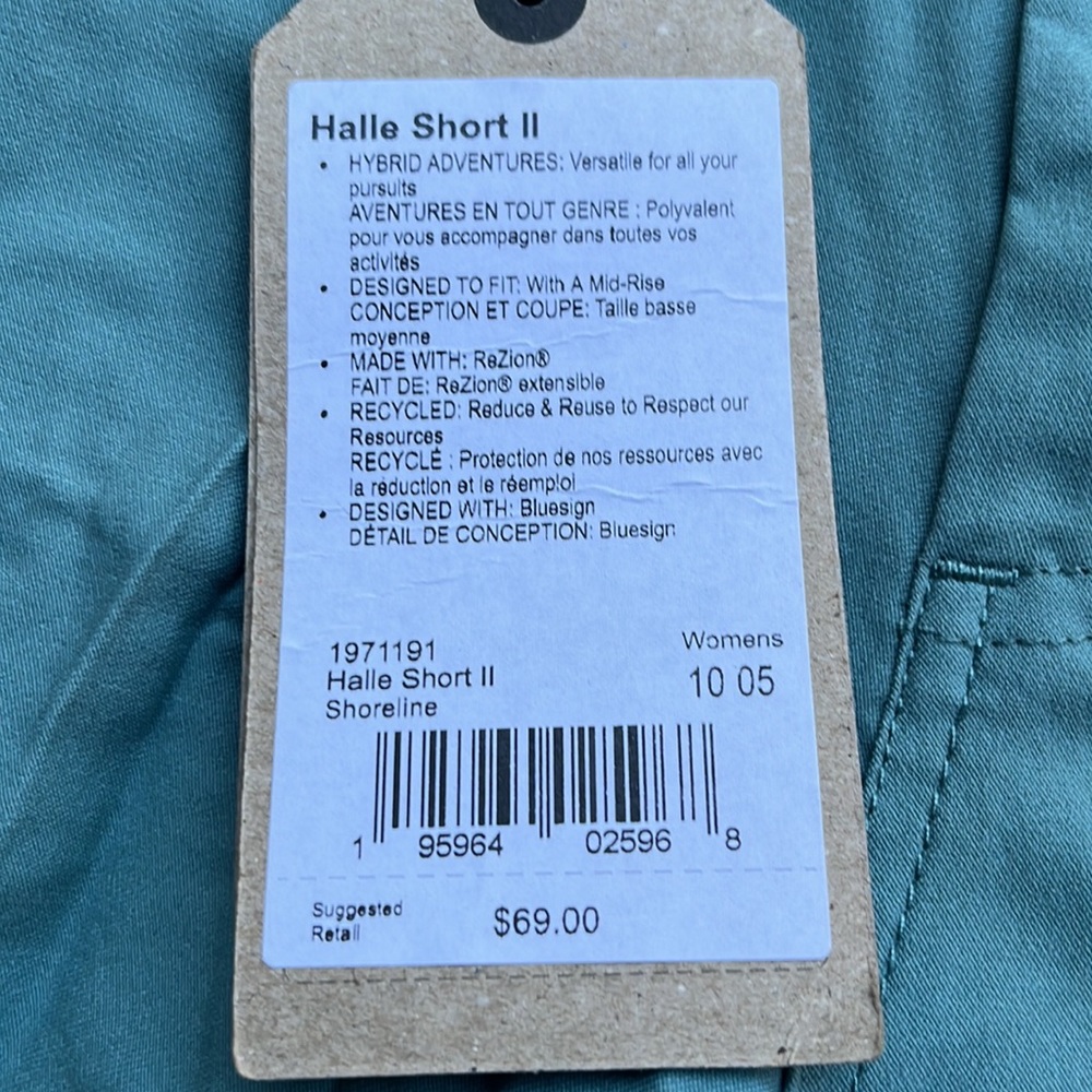 Prana Halle II short 5” inseam “Shoreline Blue” women’s size 10 NWT - Picture 2 of 4